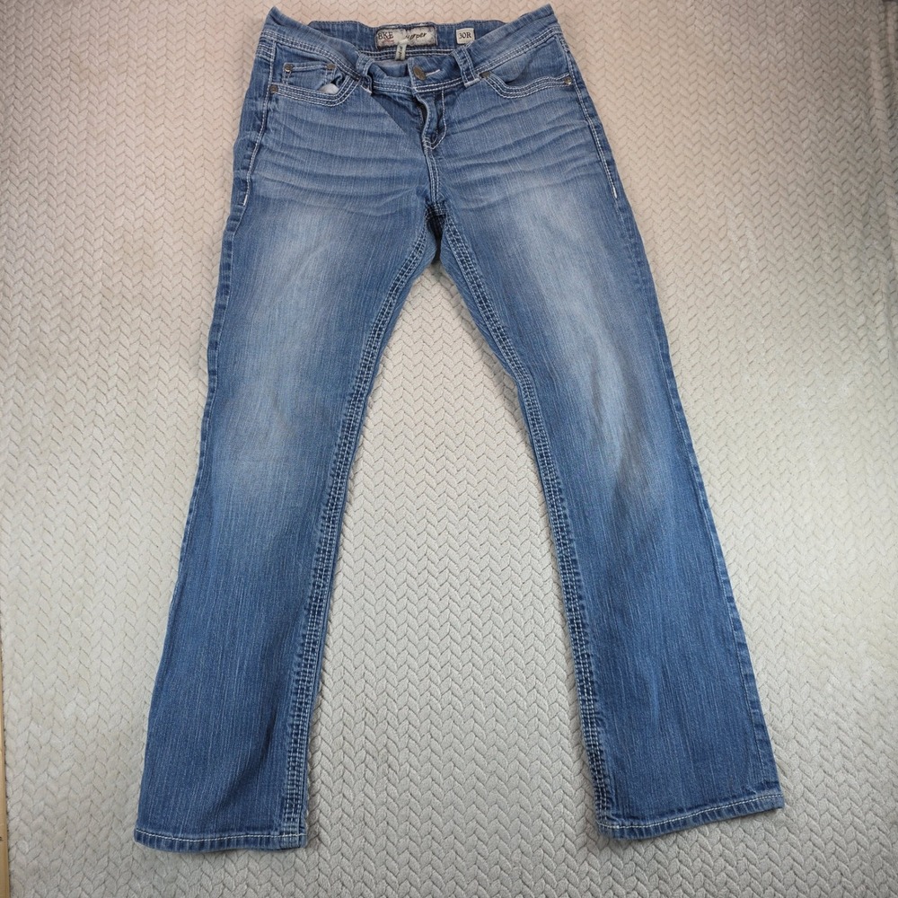 BKE Harper Bootcut Jeans Womens 30R Medium Wash Contrast Stitch Denim 2545